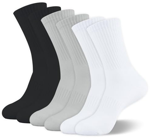 VEGCOO 6 Paia di Calzini Bianchi da Donna, Traspiranti Assorbisudore Calzini Sportivi da Allenamento per Donna e Uomo con Supporto per i Piedi per Taglie 4-7 Sport all'Aria Aperta e Uso Quotidiano
