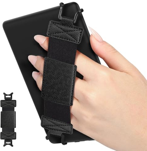 MoKo Soft Hand Strap for 6-8 Kindle eReaders Fire Tablet, Black Crosshair | eReader Accessories for 6-8 Kindle/Kobo/Sony Tablets, Black High-Elasticity Hand Strap, Lightweight Finger Grip Holder