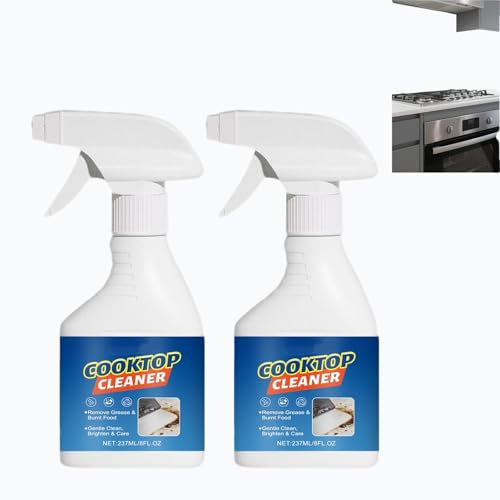 Non-Scratch Ceramic Hob Cleaners Spray, Oven Glass Cleaner for Burner, Glass & Induction Hob Cleaning Spray, Fast-Acting Stubborn Stain Remover, Safe Cooktop Cleaner for Gas Electric Hobs, (2PCS)