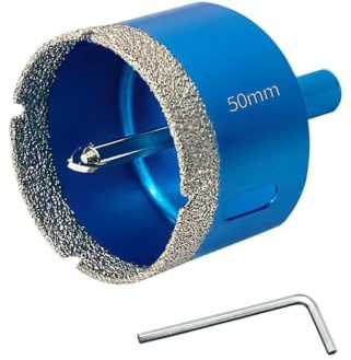 50MM Diamond Hole Saw with Pilot Center Drill Bit,Glass Hole Saw Core Drill Bit with Diamond Surface Coating,Vacuum Brazed Diamond Core Hole Cutter for Tile,Porcelain,Glass