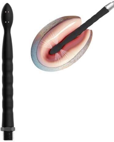1 Piece Douche Shower Head Attachment, Silicone Anal Douche 24Cm With 8 Holes, Enema Kit For Colon Cleansing,Unisex Shower Irrigator(Black,B)