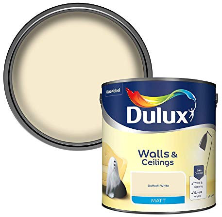 Dulux Matt Emulsion Paint For Walls And Ceilings - Daffodil White 2.5 Litres