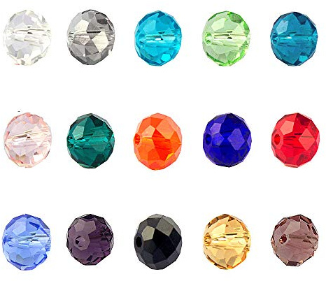 Lollibeads (TM) Lotto di perline assortite per realizzare gioielli, in vetro cristallo, con scatola contenitore, vari colori, Vetro, Rondelle6mm, 6 mm