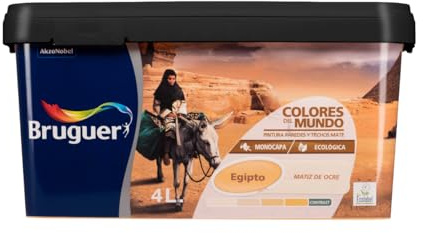 Bruguer Colores del Mundo Pintura para paredes monocapa Egipto Matiz de Ocre 4 L