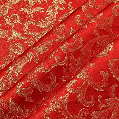 Stoff am Stück Stoff Polyester Jacquard Ornament rot gold Lurex Goldbrokat Barock Rokoko 280 cm überbreit