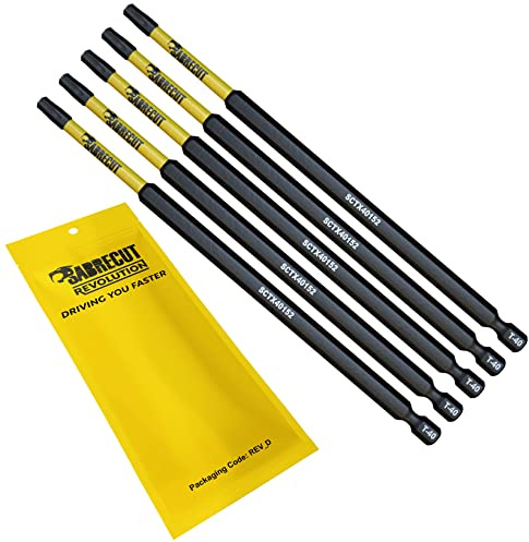 SabreCut 5pcs SCTX40152_5 152mm T40 TX40 Impact Schrauberbits Robust | Geschmiedete Präzisionsspitzen und wärmebehandelter Torsionsstahl verbessern Schlagfestigkeit und Haltbarkeit