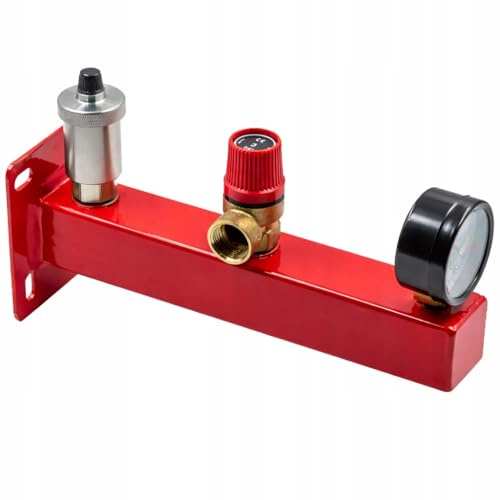 KNM Trade Sicherheitsgruppe 3 Bar Stahl Rot Für Heizung | 6-bar-Manometer, Ausdehnungsgefäß, 95 °C max, Wasser-Glykol
