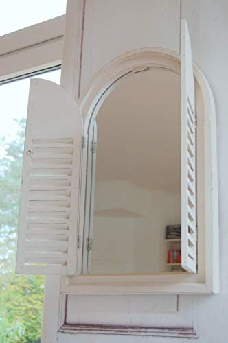 windschief-living Landhause Spiegel, Wandspiegel KOS mit Fensterläden im Shabby Chic