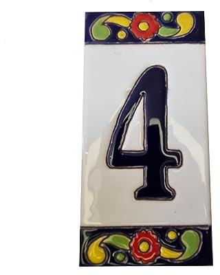 Grands numéros de maison en céramique espagnole - 15 cm x 7,5 cm - Motif poivre (4)