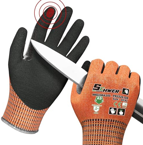 Schwer guantes anticorte de (LEVEL A9/F), duraderos, pueden utilizarse como guantes de trabajo, adecuados para reparación de automóviles, fabricación de vidrio, grabado y otros usos(Naranja, XL)