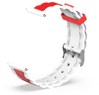 VILLCASE Atmungsaktives Armband Silikonkautschuk Uhrenarmband Kompatibel für 20mm ( Rot und Weiß )