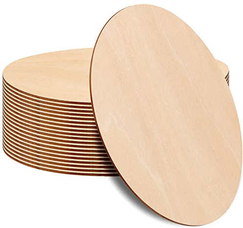 PINGEUI 20 Pieces 30cm Unfinished Wooden Circles, 0.25cm Thick Round Wood Slice Blank Wood Rounds Wooden Coasters for Crafts, Sign Plaque, Home Decoration, Christmas Ornaments