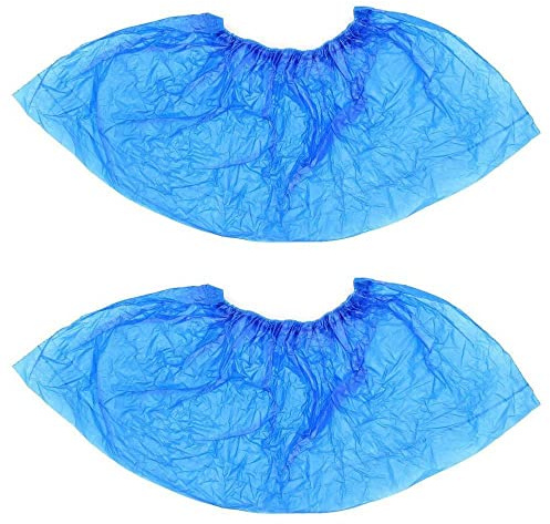 AURMOO Copriscarpe, 200 Pezzi Copriscarpe Monouso, Overshoes Usa e Getta in PE, Monouso Copriscarpa Impermeabile Antiscivolo(100 Paia, Blu)