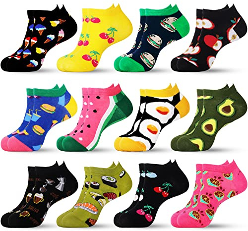 Jeasona Lustige Sneaker Socken Baumwolle 39-42 Bunt Kurze Socken Damen Lässig Ausgefallene Witzig