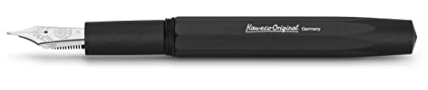 Kaweco ORIGINAL Füllhalter 250 Black Chrome I Exklusiver Aluminium Füllfederhalter für Tintenpatronen inklusive elegantem Blechetui I Luxus Füller 12,7 cm in Schwarz I Federbreite: B (Breit)