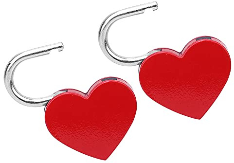 Zerodis Hjärtlås, 2 set hjärtlås metall färgglada utsökta hänglås hushålls hantverkstillbehör med nycklar liten metall hjärtformat hänglås minilås med nyckel (röd)