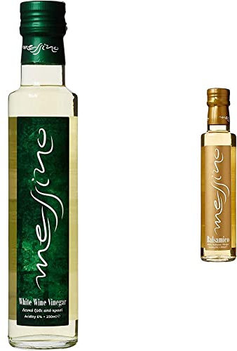 Papadeas - Messino Vinaigre de Vin Blanc, 250 ml, Set de 3 & Set de 2 Vinaigre Balsamique Blanc 250 ml