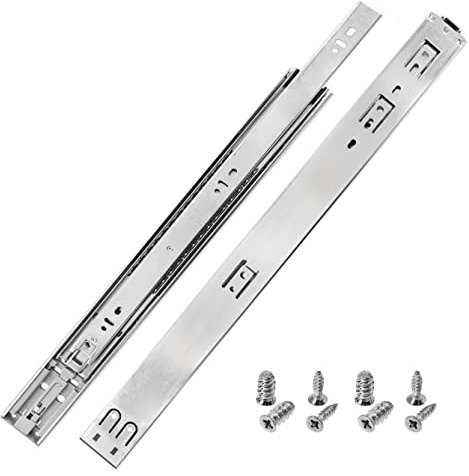 HELPMATE Guías para cajones push-to-open (400 mm, 1 par, juego de 2 unidades, extractores de bolas, sistema de rieles para cajones, acero galvanizado, incluye material de fijación)