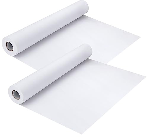 LOLYSIC 2 rollos de papel de dibujo, 44 cm x 25 m, rollos de papel blanco para pintar, bocetos, papel de caballete de arte, rollo de papel para niños o adultos, 70 g/m²