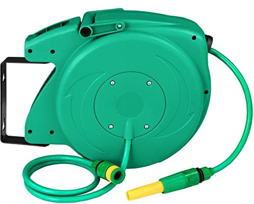 Gartenschlauch-Aufroller Wand-Halterung Automatischer Gartenschlauchhalter 10/20m Grün Stoßfestes Gehäuse (Color : A, Size : 20m)