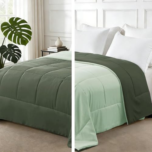 Exclusivo Mezcla Piumino letto Matrimoniale, Piumino trapuntato soffice e traspirante, adatto a tutte le stagioni, 220x230 CM Smeraldo/Menta