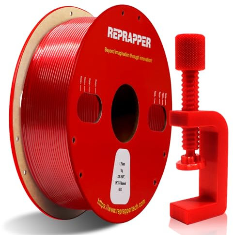 RepRapper PETG Filament 1.75 mm Rot, Stärker Zähigkeit PETG 3D Drucker Filament, 1kg Spule, Maßgenauigkeit +/- 0,02 mm, Kompatibel mit FDM Drucker
