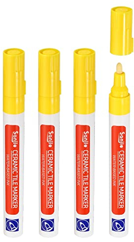PATIKIL fogstift, 4-pack plattor färgmarkering reparation pennor färg pennor kakel fogar tätning penna med extra tips för golv kakel gap, gul