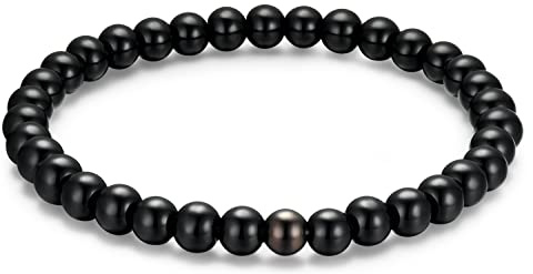 day.berlin Perlenarmband für Herren | Mit echten 6mm Edelsteinen, handgemachtes Naturstein Armband 19cm mit flexiblem Zugband & 316L Edelstahlperle