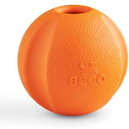 Beco Hundespielzeug - Naturkautschukball zum Apportieren, Spielzeug für Hunde, leicht zu Finden, leuchtende Farben - Orange
