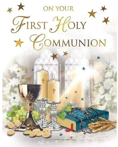 First Holly Communion Card Chalice Scene - 8 x 6 inches - Regal Publishing
