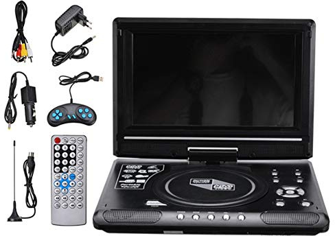 Yinchus Lettore Dvd Portatile per Auto da 9,8 Pollici Lettore Dvd VCD Gioco Lettore TV Adattatore Radio USB Supporto Radio FM Ricezione-Spina Europea