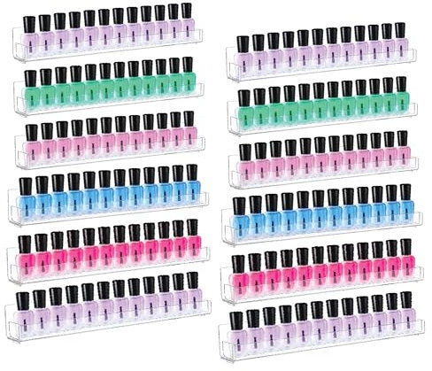 velvet london Étagère murale transparente pour vernis à ongles, présentoir mural en acrylique avec embouts antidérapants pour rangement de cosmétiques essentiels, support de parfum (12)