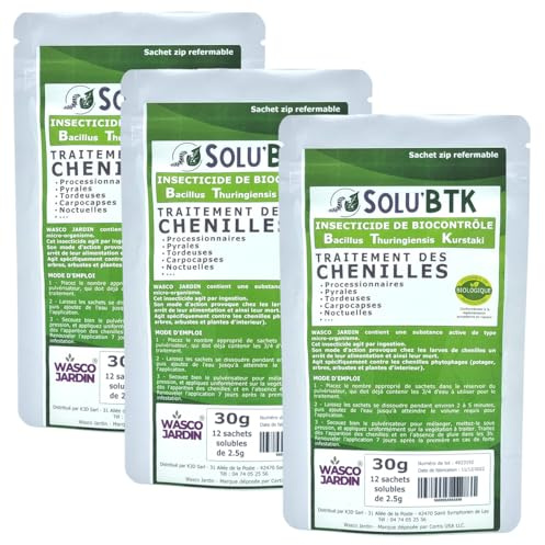 SoluBTK | 90 g - 120 litres | Insecticide Bacillus Thuringiensys Kurstaki | Chenilles, Pyrales, Tordeuses, Carpocapses, Noctuelles | UAB Agriculture Biologique