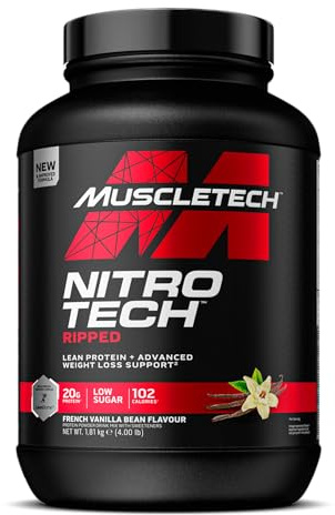MuscleTech NitroTech Ripped Lean Protein Powder, Weightloss Support, Whey Isolate Protein Powder with Lean Biome, Protien Shake for Men & Women, Zero Sugar, 61 Servings, 1.8kg, French Vanilla Bean