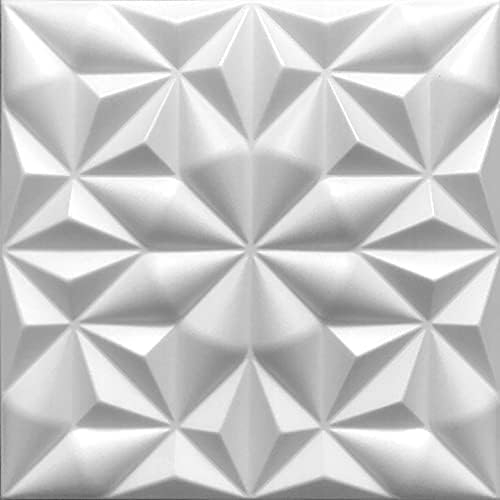 Deccart - 3D Wandpaneele 50x50 cm - Paneele Wand Wall Panels Deko Wandverkleidung Innen Panel Deckenverkleidung Decke Deckenpaneele Platten Styropor EPS-Polystyrol Onyx 8 m², 32 Stück,weiß