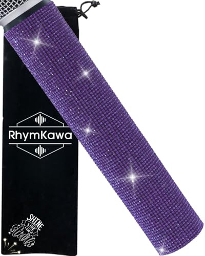 RhymKawa Purple Rhinestones Microphone Sleeve for Wireless Mic Shuer SM58 Beta 58A Handheld Cover Decorative Shine