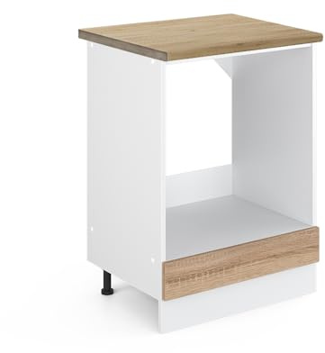 Vicco Herdumbauschrank R-Line, Sonoma, 60 cm | ✓ Backofennische · AP Eiche inkl. · Höhenverstellbare Füße · ✓ Frei kombinierbar · Einfache Integration ✓