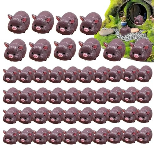 Gartendekoration Schwein, niedliches Schweinefleisch | Miniatur-Schweinegarten aus Harz, 50 Stück schwarze Schweine-Figuren Spielzeug für Heimpartys und Verbesserungen