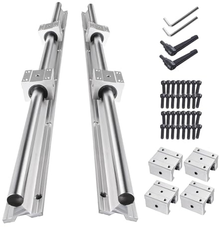 CNCMANS Linearführung SBR20-3000mm Linearschiene, Schienensatz enthält 4 Stück 1500mm Linearführung mit 8 Stück SBR20UU Lagerblöcken und 4 Stück Dübel für CNC-Maschinen 3D Drucker (Gespleißt)