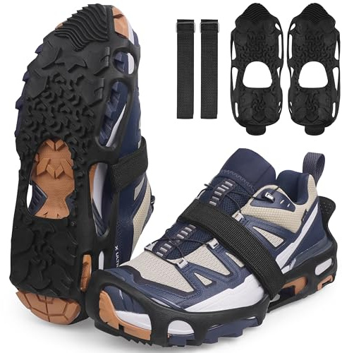 Spikeless Ice Cleats Anti-Slip Snow Traction Crampons Ice Grippers for Shoes and Boots Indoor/Outdoor Slip-On Rubber Tread Overshoes Traction Devices S-M