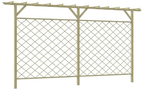 Gecheer Gitterzaun Blumengitter mit Pergola-Oberteil Gartenzaun Holz Rankgitter Rankhilfe Rosenbogen Holzbogen Spalier Gartenpergola Blumenrankgitter Spalier Garten Holzpergola Kiefer Imprägniert