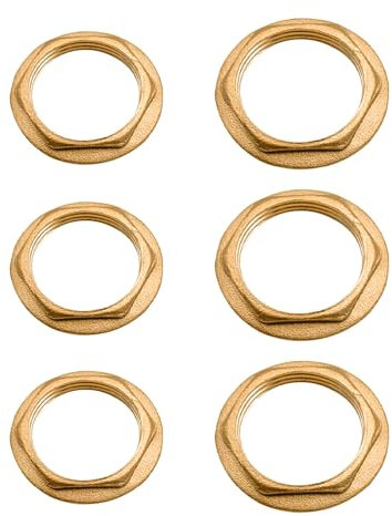 6 Stück Flansch Sechskant Sicherungsmuttern, Flanschmuttern 1/2 Zoll Rückmutter Messing Kontermutter 3/4 Zoll Sechskantmutter Innengewinde für Badezimmer Waschbecken