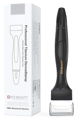 KOI BEAUTY Microneedling Derma Stamp - 140 ECHTE NADELN Titan, Dermastamp/Dermapen für Haare, Bart, Gesicht, Körper, Beste Derma roller Alternative
