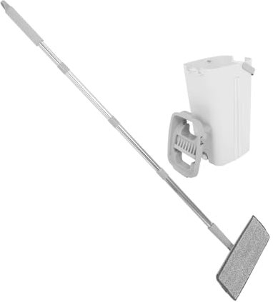 Ipetboom Trapeador con Balde Blanco Trapeador Plano para Pisos y Ventanas Sistema de Limpieza Húmeda y Seca para Uso Paredes y Suelos