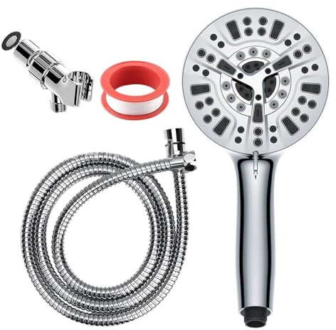Pommeau de douche haute pression pour camping-car à 10 modes avec tuyau, douchette à main flexible, puissant pulvérisateur d'eau, accessoire de salle de bain, compact et polyvalent, idéal pour les