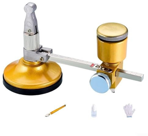 Eawfgtuw Tagliavetro circolare resistente con ventosa, set di utensili per tagliare il vetro diamantato regolabile, bussole regolabili da 12 a 20 cm di tipo taglierina circolare di vetro (A)