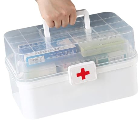 Armadio medico – organizzatore antipolvere, portapillole | Grande valigetta con fibbia per cassette di pronto soccorso, unità di igienico, capsula
