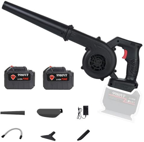 Cordless Leaf Blower, 96V High-Power Electric Garden Vacuum, Portable Blade Blowing Machine for Lawn Care and Yard Maintenance (Suction and Blower Function)