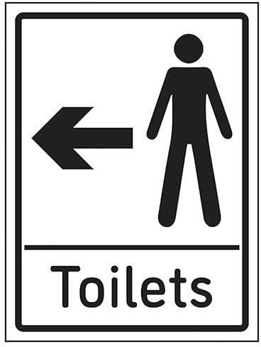 V Safety Mens Toilets Arrow Left 150 x 200mm - 2mm Rigid Plastic Safety Sign