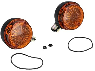 Set: 2 Blinker hinten, rund in Schwarz mit orangenem Glas - für Simson S50,